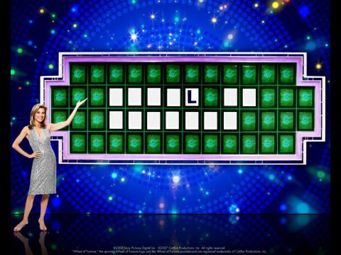 1971 Ford Ranchero - A contestant stands next to the Wheel of Fortune puzzle board, which displays the letter 'L'.