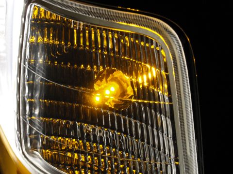 1995 Ford Bronco - A close-up view of a vehicle's amber turn signal, highlighting its LED bulbs.