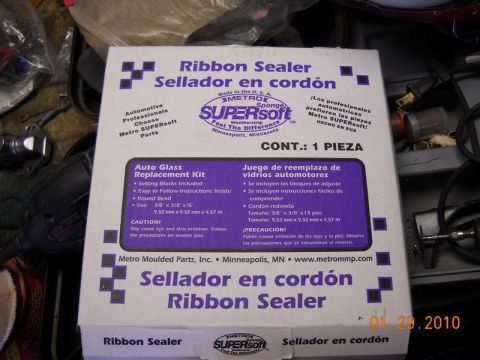 2007 Ford Mustang - Product box photograph of a Ribbon Sealer auto glass replacement kit, not a technical document.