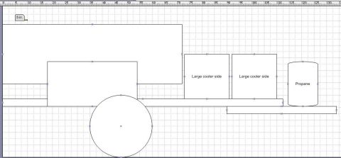 1992 Ford Bronco - This diagram shows a trailer design with two large coolers and a propane tank.