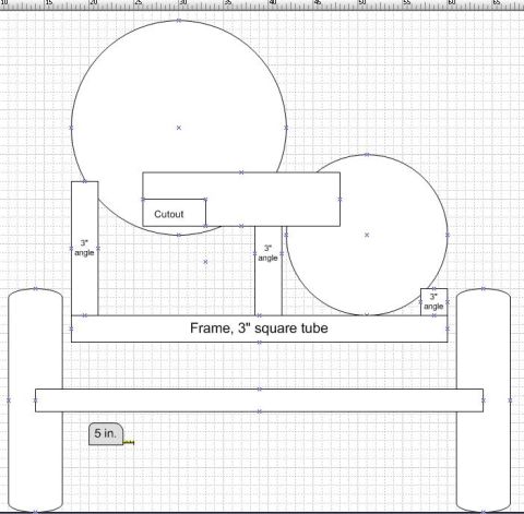 1992 Ford Bronco - Technical drawing with measurements and labels for a frame structure, possibly for a trailer or custom build.