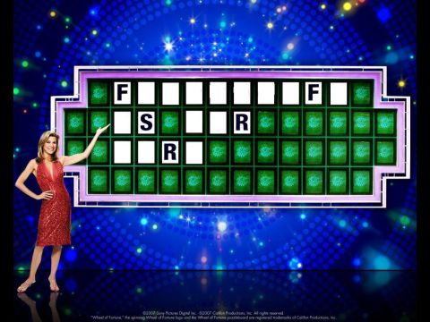 1971 Ford Ranchero - A game show puzzle board displays letters F, S, and R against a blue, starry background.