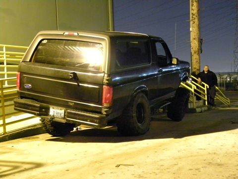 1995 Ford Bronco - This 1995 Ford Bronco is seen from the rear, a custom license plate.