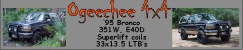 1995 Ford Bronco - This 1995 Ford Bronco is equipped with Superlift coils and 33x13.5 LTB tires.