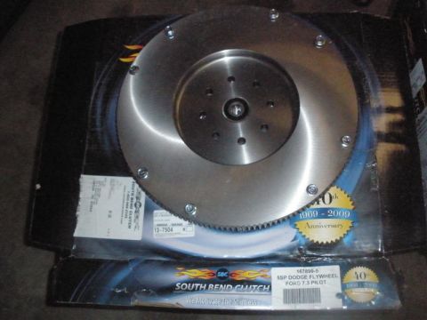 1994 Ford F-350 - South Bend Clutch's flywheel for the ZF5 sp to Cummins. It uses a 13" clutch disk for a 6 sp tranny with the Dodge flywheel and Ford pilot…