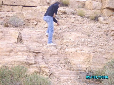 1978 Ford Bronco - A person is examining the rocky landscape, with a date stamp indicating the photo was taken on September 3, 2006.