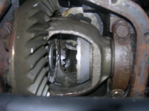 1991 Jeep Wrangler - Close-up view of differential gears, showing the meshing of the ring and pinion gears.