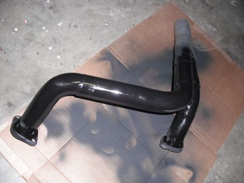 1991 Ford Bronco - Exhaust pipe with two flange connections, painted black.