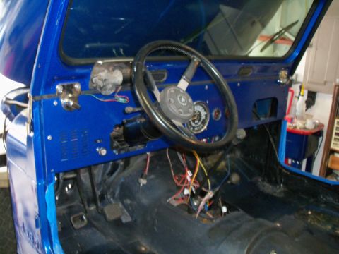 1978 Jeep CJ5 - Interior view of a 1978 Jeep CJ5, highlighting the dashboard and steering wheel with visible wiring.