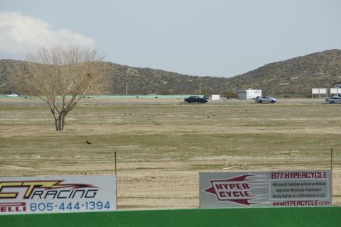1995 Ford Taurus - Multiple vehicles are on a race track with signs in the foreground.