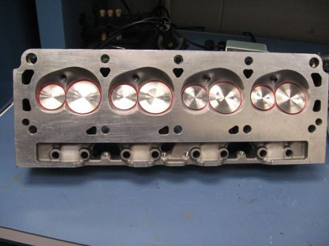 2008 Ford F-250 - Close-up of an engine cylinder head, showing the intake and exhaust valves.