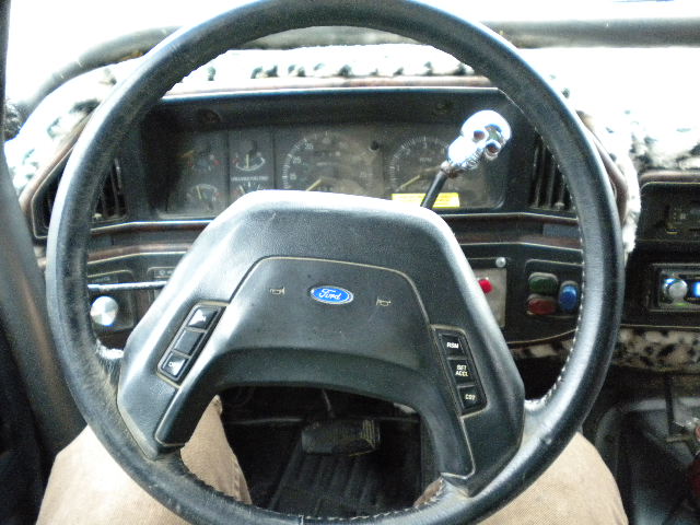 Ford truck steering wheel and gauge cluster with skull shifter knob and spotted dash cover