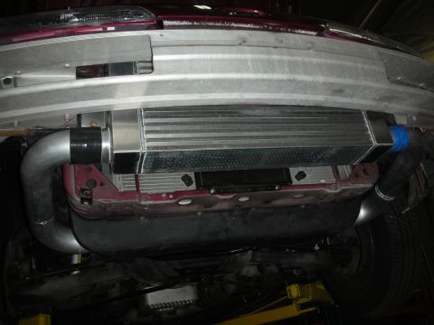 1992 Ford Crown Victoria - Custom intercooler and oil cooler setup installed on a vehicle.