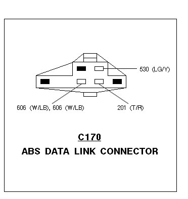 1992 Ford Taurus - This diagram illustrates the C170 ABS Data Link Connector, detailing wire connections and labels.