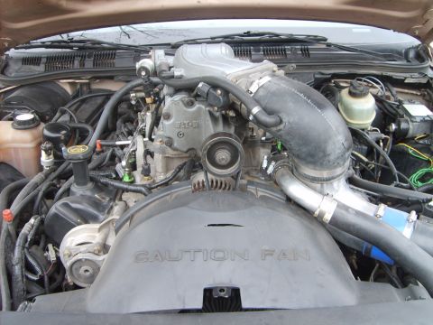 1993 Ford Crown Victoria - Engine bay of a 1993 Ford Crown Victoria, an aftermarket Eaton supercharger.