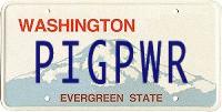 1991 Ford LTD Crown Victoria - A Washington state license plate with the vanity text PIGPWR is shown.