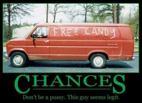 1989 Ford Bronco - This van has 'FREE CANDY' written on its side, accompanied by a meme about chances.