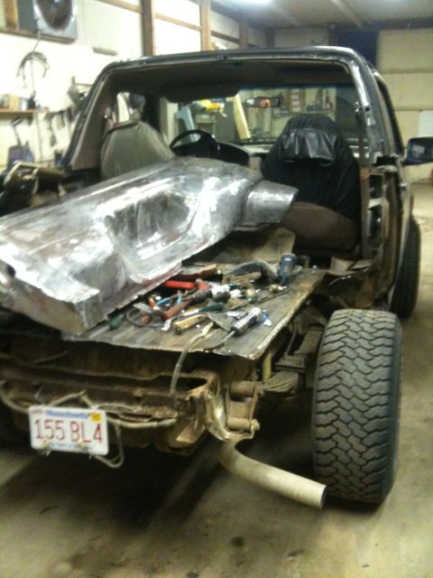 1993 Ford Bronco - This 1993 Ford Bronco is undergoing extensive bodywork, with the rear section completely disassembled.
