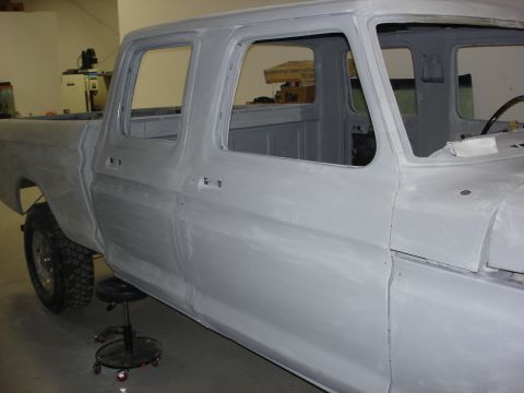1979 Ford F-250 - This 1979 Ford F-250 crew cab pickup truck is shown in primer, likely awaiting paintwork.