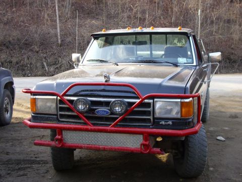 1995 Ford F-150 - This pickup truck features a prominent red bull bar and "4x4" badging, suggesting a model year around 1987.