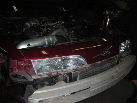 1992 Ford Crown Victoria - Custom intercooler piping installed in a vehicle's engine bay.