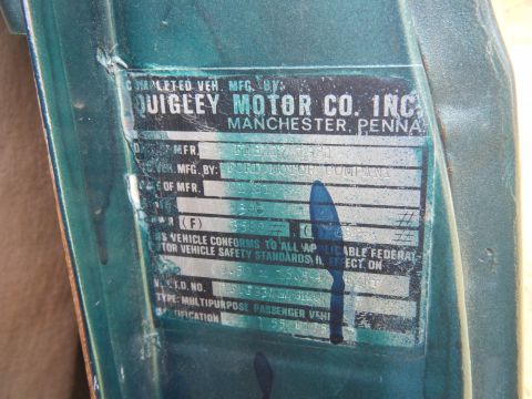 1981 Ford E350 - This VIN plate shows the vehicle was manufactured by Quigley Motor Co. in February 1981.