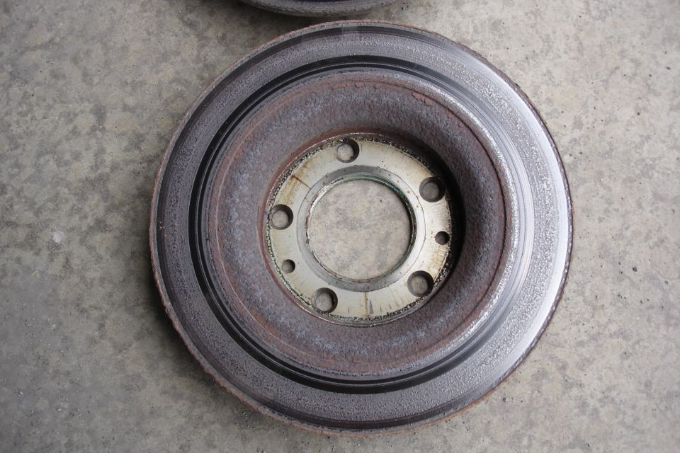 Brake rotor with rust and wear marks