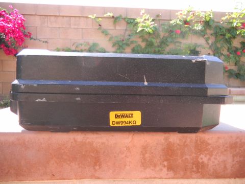 1997 Ford Ranger - Black toolbox with a yellow DeWalt DW994KQ label is shown outdoors.