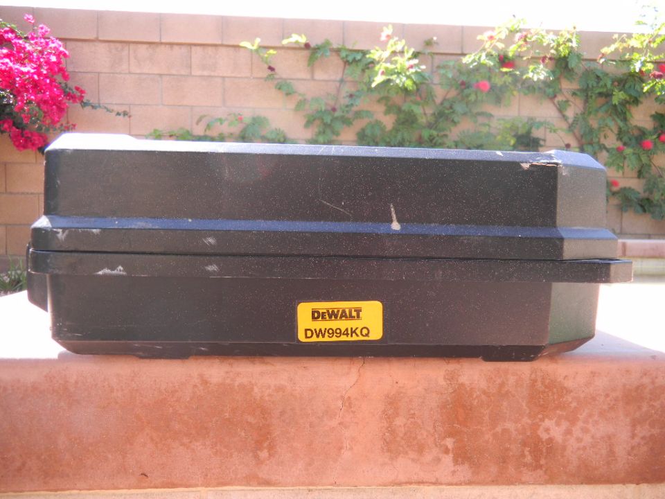Black toolbox with yellow DeWalt DW994KQ label