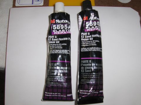 1980 Chevrolet Camaro - Two tubes of 3M 5895 EZ Sand Flexible Plastic Repair epoxy are shown, labeled as Part A and Part B.