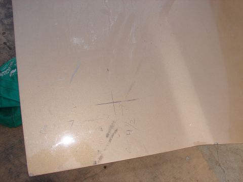 1973 Ford Ranchero - A vehicle panel shows various pencil markings, including measurements and directional arrows.