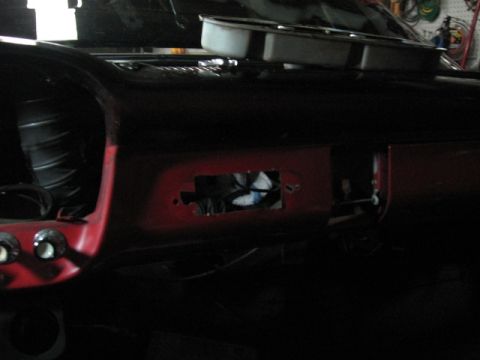 1966 Ford F-100 - Interior view of a 1966 Ford F-100 dashboard during a repaint project.