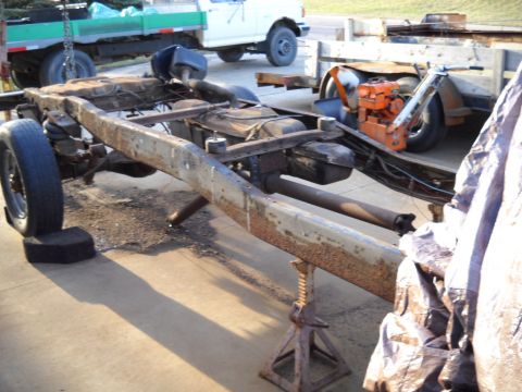 1954 Ford F-100 - 3-24-10: Today's progress: I went to work removing rivots. I started at the front most crossmember that I wanted to remove. I got it pulled…