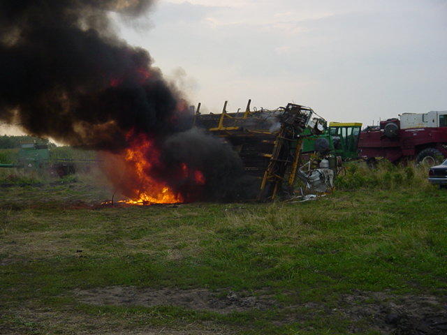 shit, 40 galloins of deisel fuel, and lots of hydraulic oil started to burn