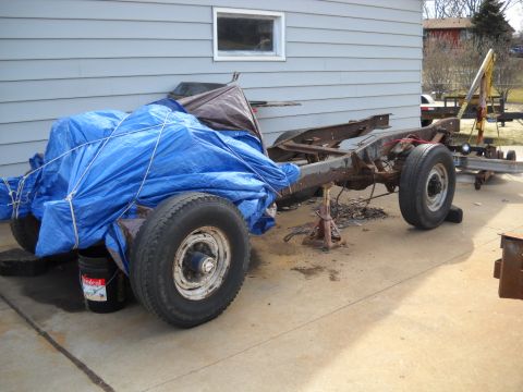 1954 Ford F-100 - Today I dropped out the rear gas tank, drilled out a few more rivots and then I cut off the end of the frame.