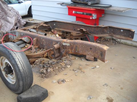 1954 Ford F-100 - I left it around a 1' - 1 1/2' feet too long. I'll cut it down the rest of the way once I get the box cut down.