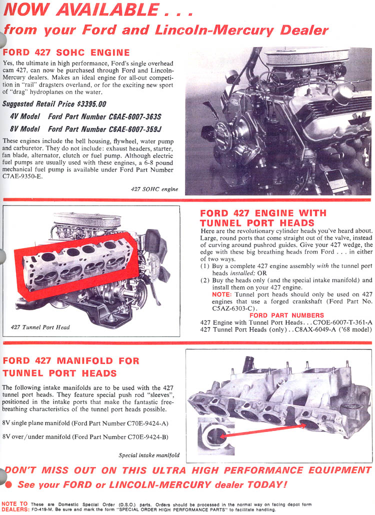 Ford 427 SOHC engine with detailed text