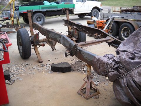1954 Ford F-100 - Well today I got the rear spring front mounts located where I wanted them. I drilled out the holes and bolted them to the frame. While I wa…