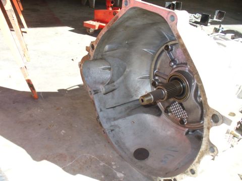 1995 Ford Thunderbird - Close-up view of a transmission bell housing and its internal components.