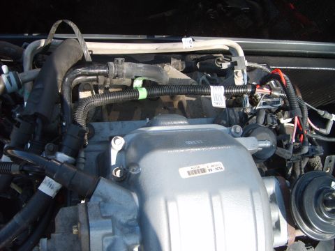 1993 Ford Crown Victoria - The engine bay of a vehicle, showing various hoses, wires, and engine components.