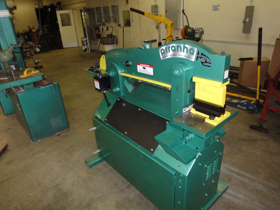 Green Piranha metal shear with yellow accents