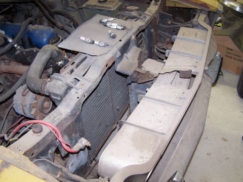 1972 Ford Mustang - he grille is in mint condition but the driver's side rad support needs replaced. The battery box is also rusted beyond repair.