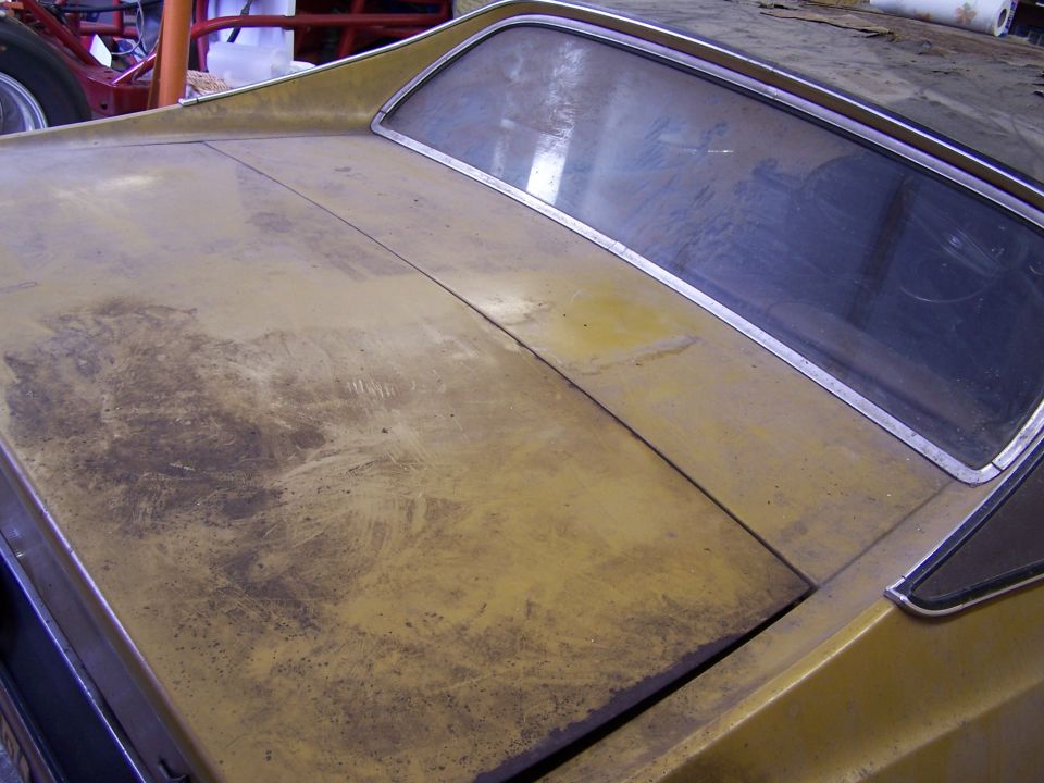 Trunk deck is solid but had some type of oil spill on it during storage.