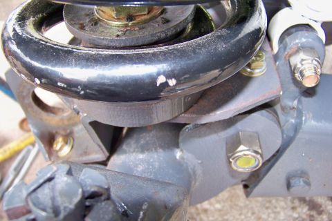 1989 Ford Bronco - Detail of a suspension component, possibly part of an axle swap modification.