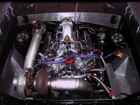 1992 Ford Mustang - Custom turbocharged V8 engine bay with extensive modifications.