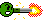 1990 Ford Bronco - A green key is depicted with a fiery arrow shooting out from its teeth, suggesting motion or action.