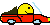 1990 Ford Bronco - A simple pixel art depicts a red car with a smiley face driver and a green object in the cargo area.