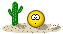 1990 Ford Bronco - A curious smiley face encounters a cactus and a cat in a sandy desert landscape.