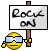 1990 Ford Bronco - A smiley face character wearing glasses holds a sign that reads 'Rock on'.