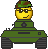 1990 Ford Bronco - A pixelated smiley face with glasses and a camouflage helmet is depicted on top of a green tank.